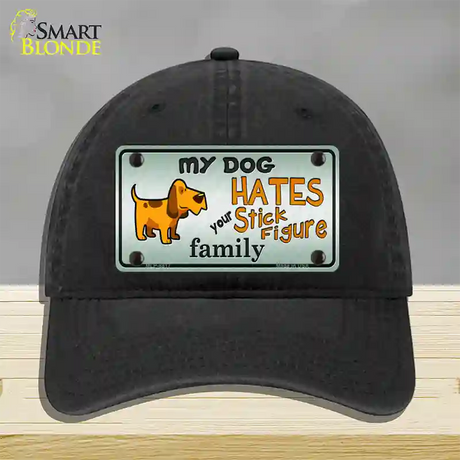 My Dog Hates Novelty License Plate Hat Unconstructed Cotton / Black