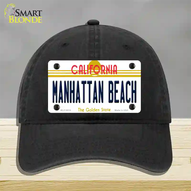 Manhattan Beach CA Novelty License Plate Hat Unconstructed Cotton / Black