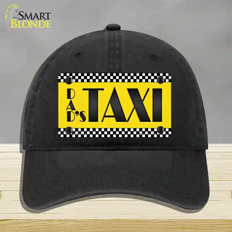 Dads Taxi Novelty License Plate Hat Unconstructed Cotton / Black