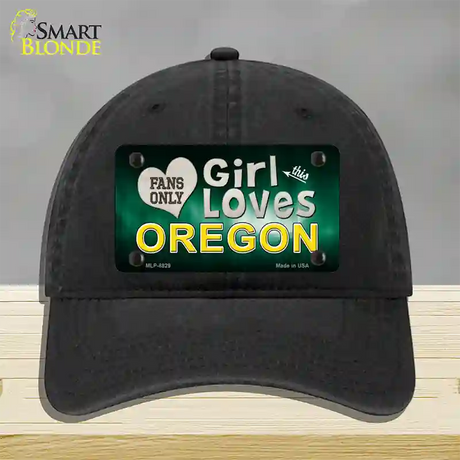 This Girl Loves Oregon Novelty License Plate Hat Unconstructed Cotton / Black