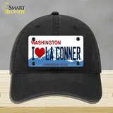 I Love La Conner Washington Novelty License Plate Hat Unconstructed Cotton / Black