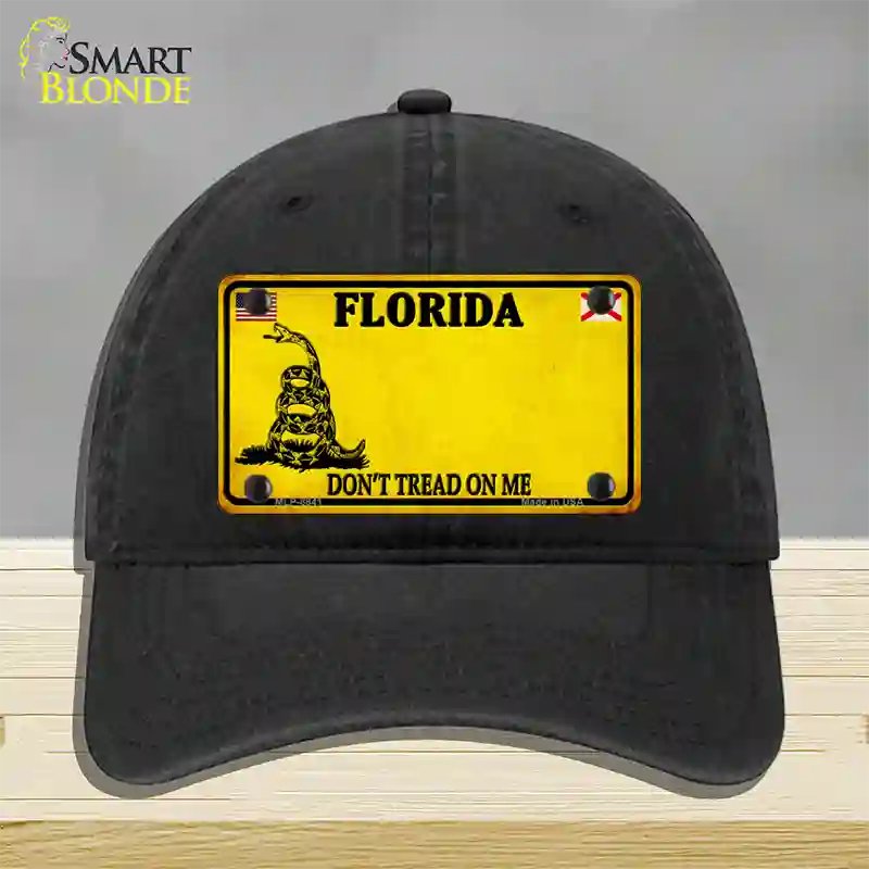 Florida Dont Tread On Me Novelty License Plate Hat Unconstructed Cotton / Black