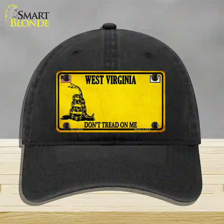 West Virginia Dont Tread On Me Novelty License Plate Hat Unconstructed Cotton / Black