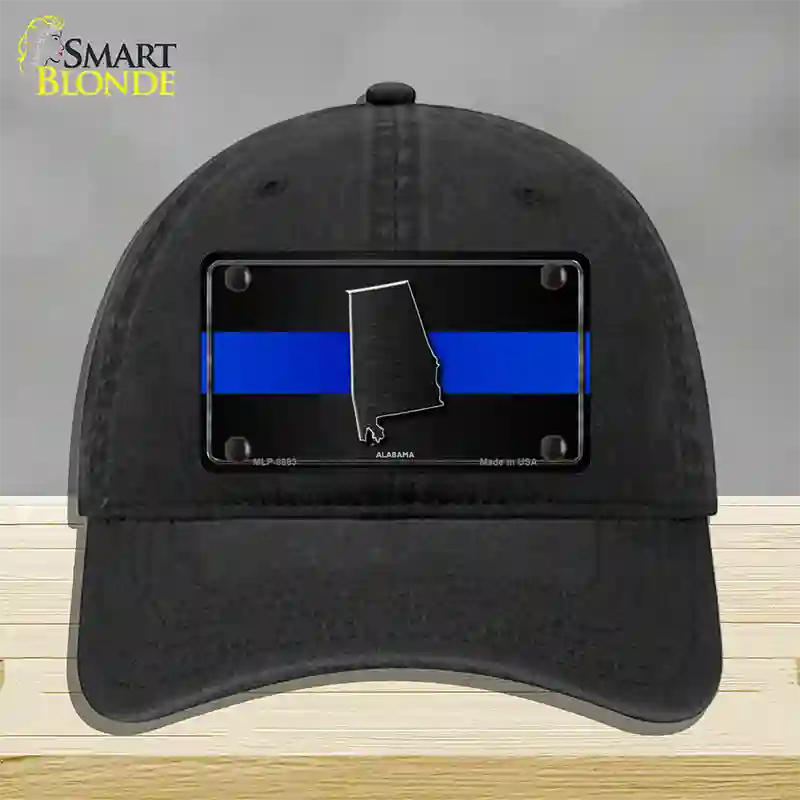 Alabama Thin Blue Line Novelty License Plate Hat Unconstructed Cotton / Black