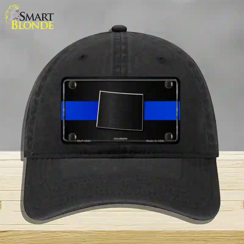 Colorado Thin Blue Line Novelty License Plate Hat Unconstructed Cotton / Black