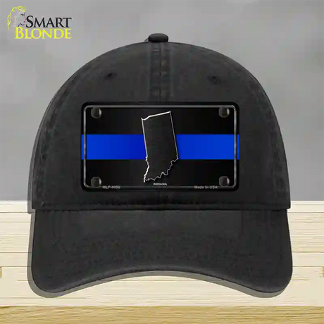 Indiana Thin Blue Line Novelty License Plate Hat Unconstructed Cotton / Black