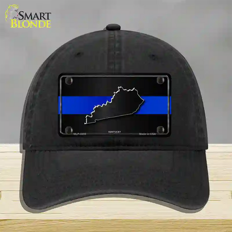 Kentucky Thin Blue Line Novelty License Plate Hat Unconstructed Cotton / Black