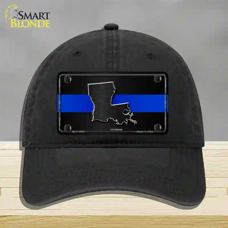 Louisiana Thin Blue Line Novelty License Plate Hat Unconstructed Cotton / Black