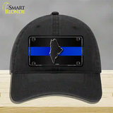 Maine Thin Blue Line Novelty License Plate Hat Unconstructed Cotton / Black