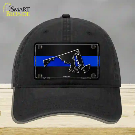 Maryland Thin Blue Line Novelty License Plate Hat Unconstructed Cotton / Black