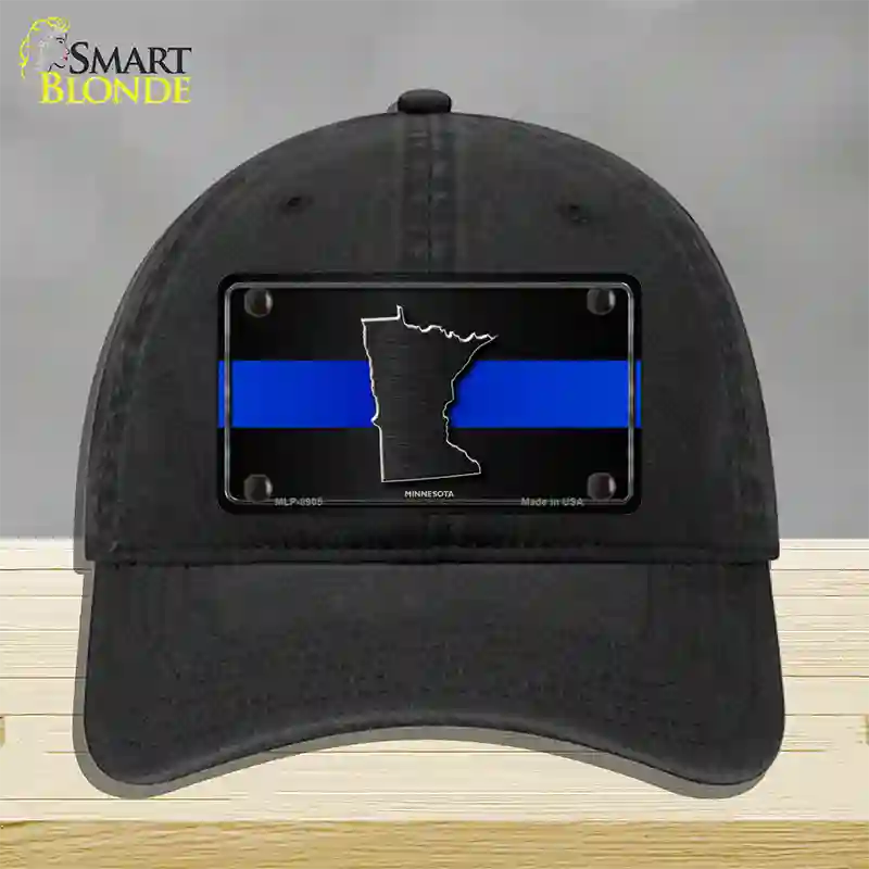 Minnesota Thin Blue Line Novelty License Plate Hat Unconstructed Cotton / Black