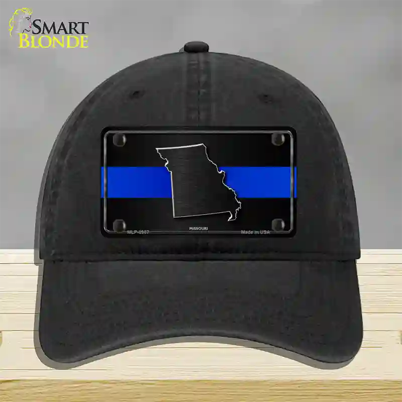 Missouri Thin Blue Line Novelty License Plate Hat Unconstructed Cotton / Black