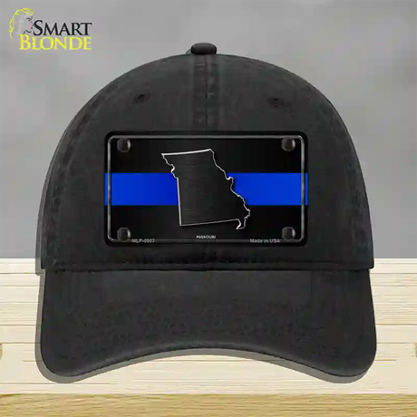 Missouri Thin Blue Line Novelty License Plate Hat Unconstructed Cotton / Black