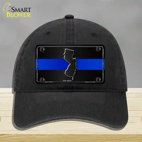 New Jersey Thin Blue Line Novelty License Plate Hat Unconstructed Cotton / Black