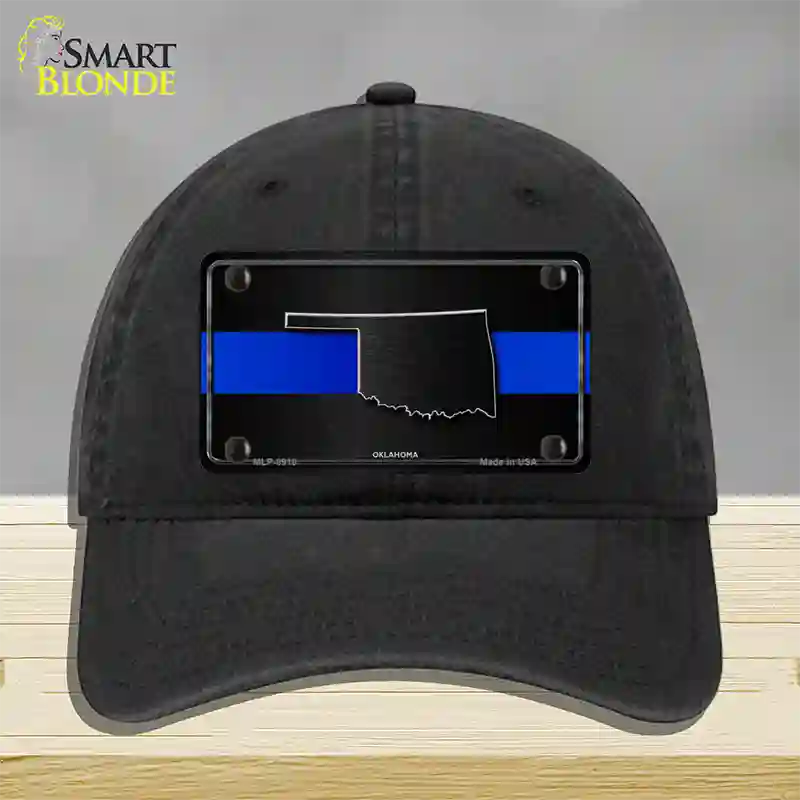 Oklahoma Thin Blue Line Novelty License Plate Hat Unconstructed Cotton / Black