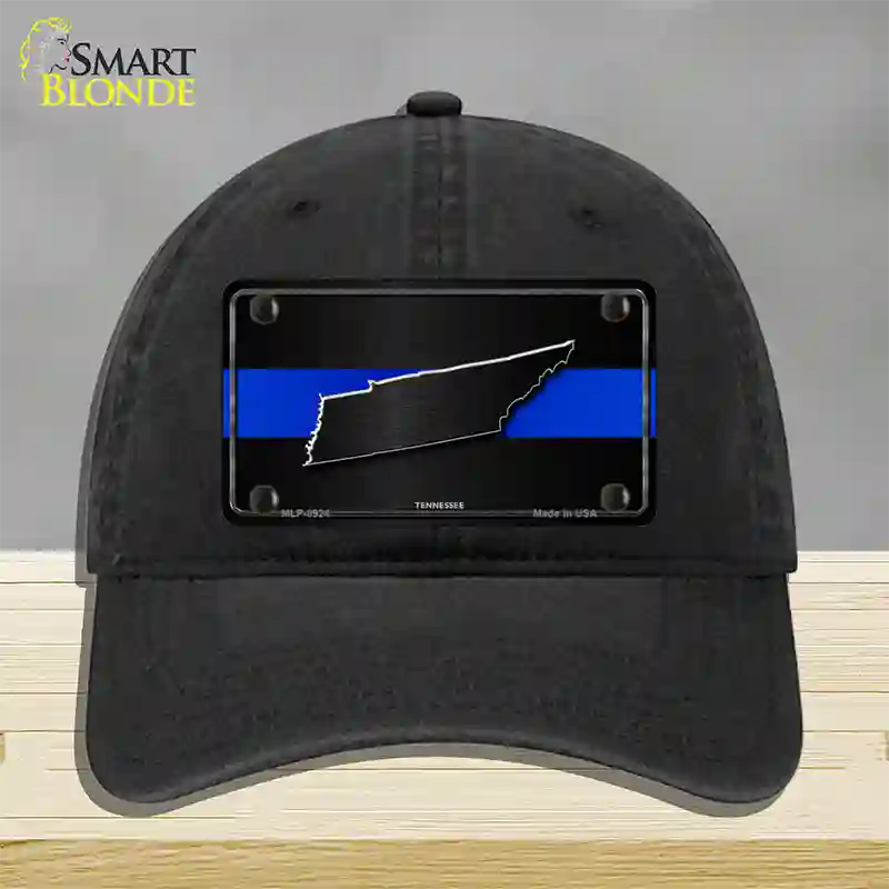 Tennessee Thin Blue Line Novelty License Plate Hat Unconstructed Cotton / Black