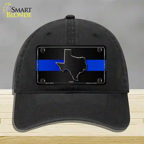 Texas Thin Blue Line Novelty License Plate Hat Unconstructed Cotton / Black