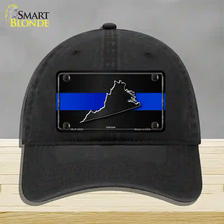 Virginia Thin Blue Line Novelty License Plate Hat Unconstructed Cotton / Black