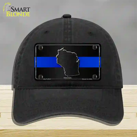 Wisconsin Thin Blue Line Novelty License Plate Hat Unconstructed Cotton / Black