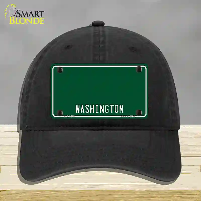 Washington Green Novelty License Plate Hat Unconstructed Cotton / Black