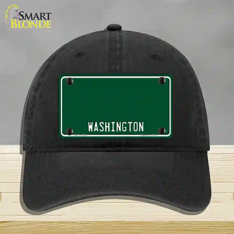 Washington Green Novelty License Plate Hat Unconstructed Cotton / Black