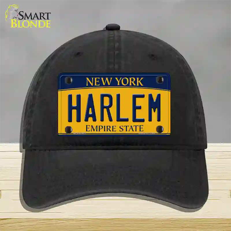 Harlem New York Novelty License Plate Hat Unconstructed Cotton / Black