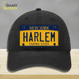 Harlem New York Novelty License Plate Hat Unconstructed Cotton / Black