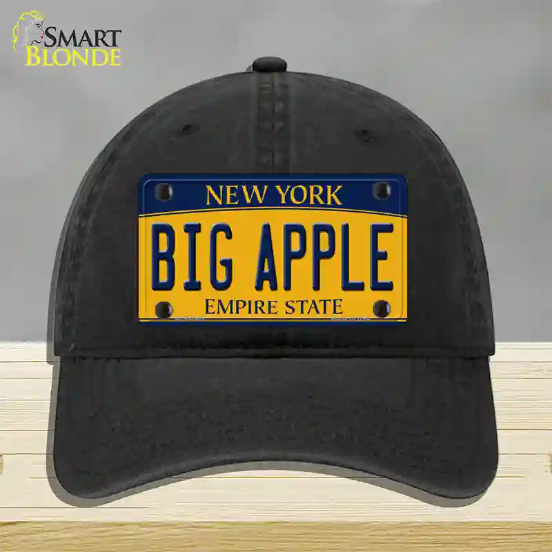 Big Apple Yellow New York Novelty License Plate Hat Unconstructed Cotton / Black