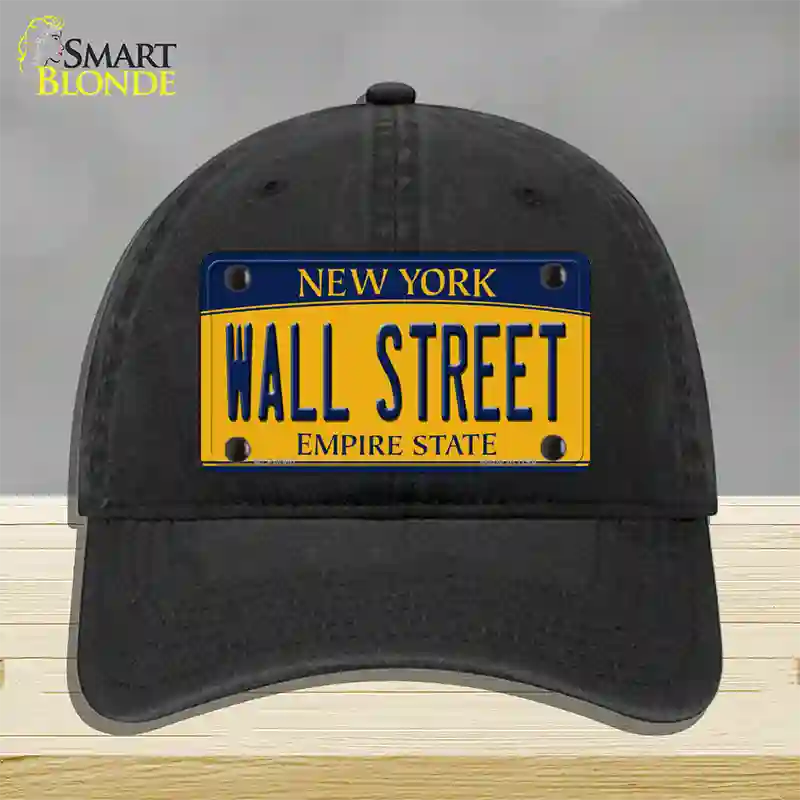 Wall Street New York Novelty License Plate Hat Unconstructed Cotton / Black