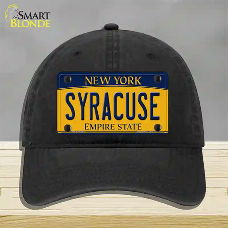 Syracuse New York Novelty License Plate Hat Unconstructed Cotton / Black