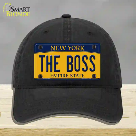 The Boss New York Novelty License Plate Hat Unconstructed Cotton / Black