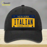 Italian Yellow New York Novelty License Plate Hat Unconstructed Cotton / Black