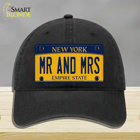 Mr and Mrs New York Novelty License Plate Hat Unconstructed Cotton / Black