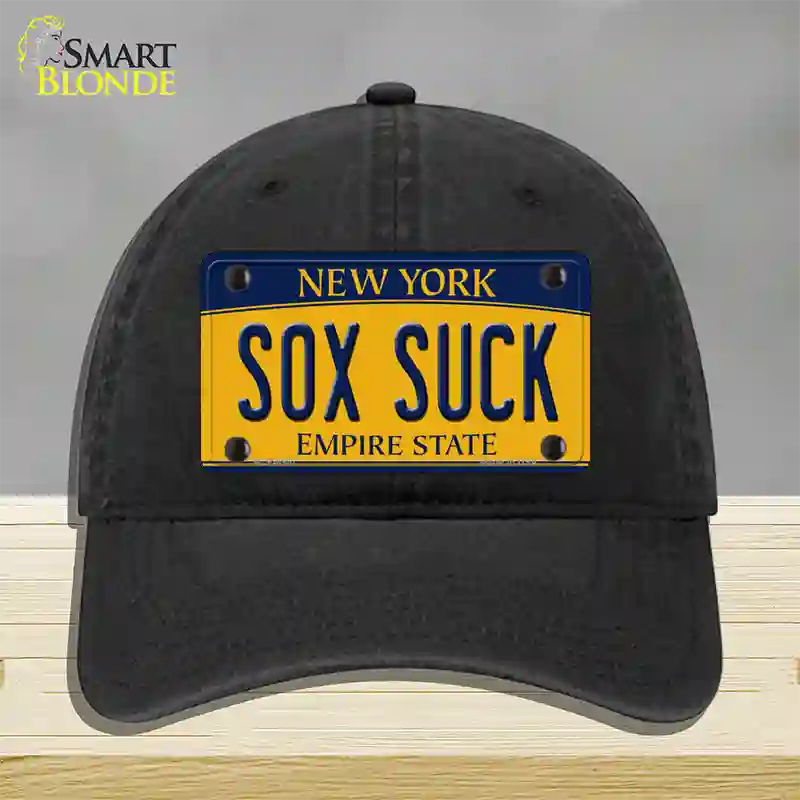 Sox Suck New York Novelty License Plate Hat Unconstructed Cotton / Black