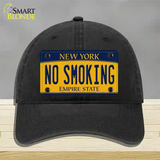 No Smoking New York Novelty License Plate Hat Unconstructed Cotton / Black