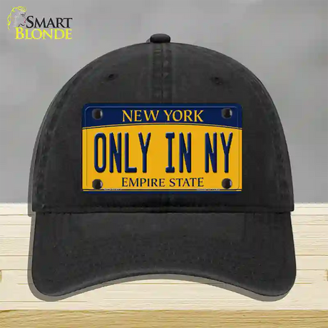 Only in NY New York Novelty License Plate Hat Unconstructed Cotton / Black