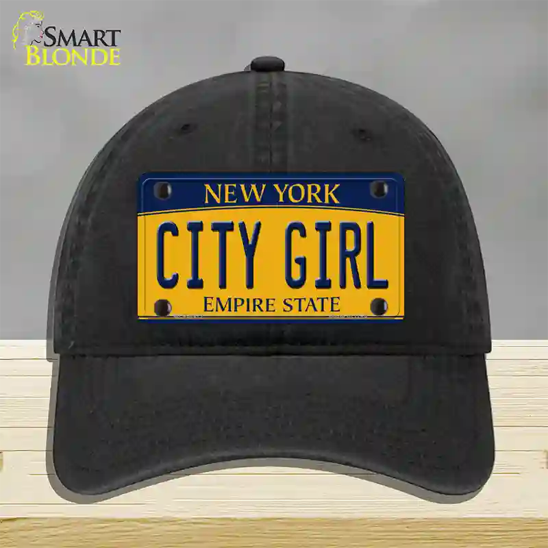 City Girl New York Novelty License Plate Hat Unconstructed Cotton / Black