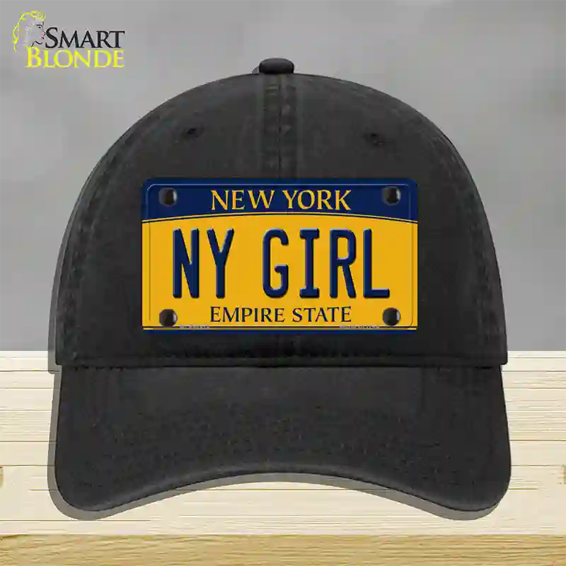 NY Girl New York Novelty License Plate Hat Unconstructed Cotton / Black