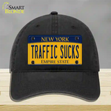 Traffic Sucks New York Novelty License Plate Hat Unconstructed Cotton / Black