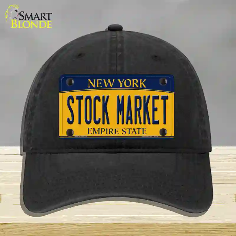 Stock Market Yellow New York Novelty License Plate Hat Unconstructed Cotton / Black