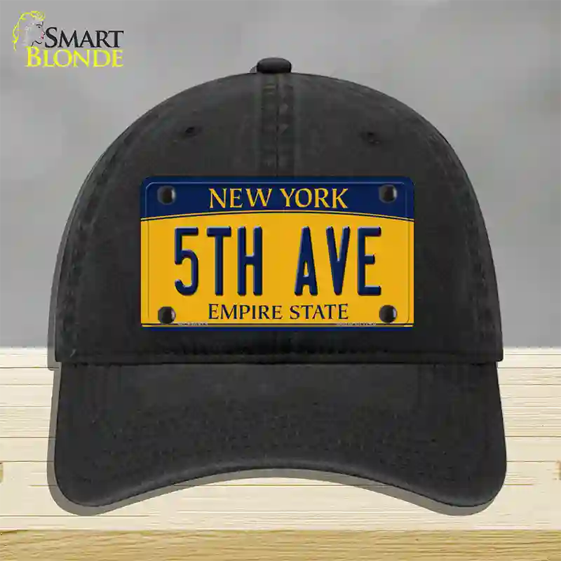 5th Ave New York Novelty License Plate Hat Unconstructed Cotton / Black