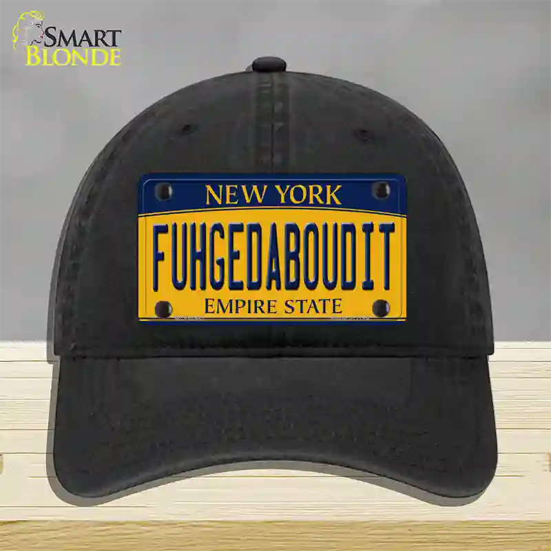 Fuhgedaboudit New York Novelty License Plate Hat Unconstructed Cotton / Black