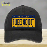 Fuhgedaboudit New York Novelty License Plate Hat Unconstructed Cotton / Black