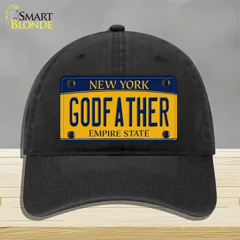 Godfather New York Novelty License Plate Hat Unconstructed Cotton / Black