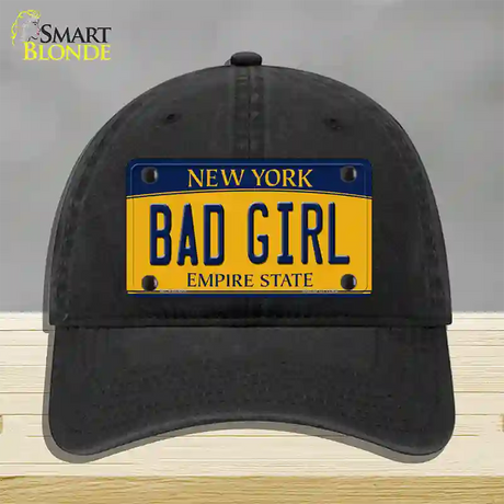 Bad Girl New York Novelty License Plate Hat Unconstructed Cotton / Black