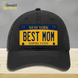 Best Mom New York Novelty License Plate Hat Unconstructed Cotton / Black