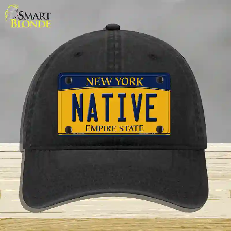 Native New York Novelty License Plate Hat Unconstructed Cotton / Black