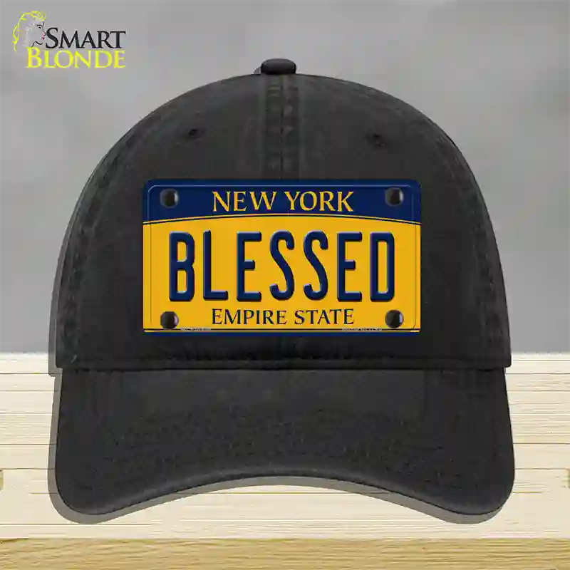 Blessed New York Novelty License Plate Hat Unconstructed Cotton / Black