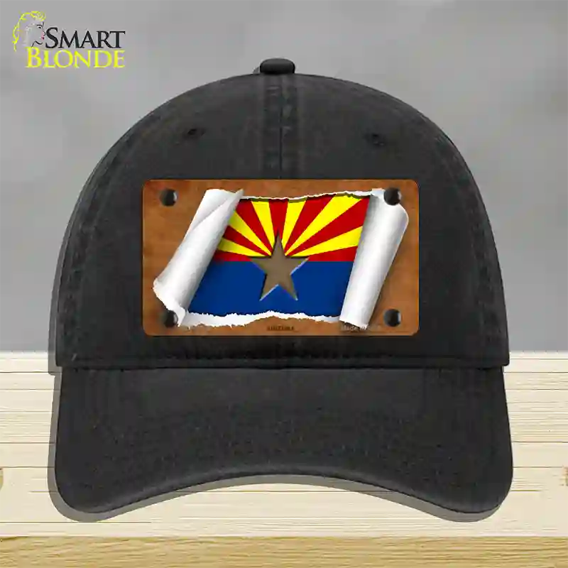 Arizona Flag Scroll Novelty License Plate Hat Unconstructed Cotton / Black