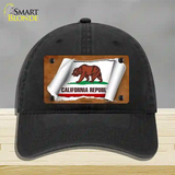 California Flag Scroll Novelty License Plate Hat Unconstructed Cotton / Black